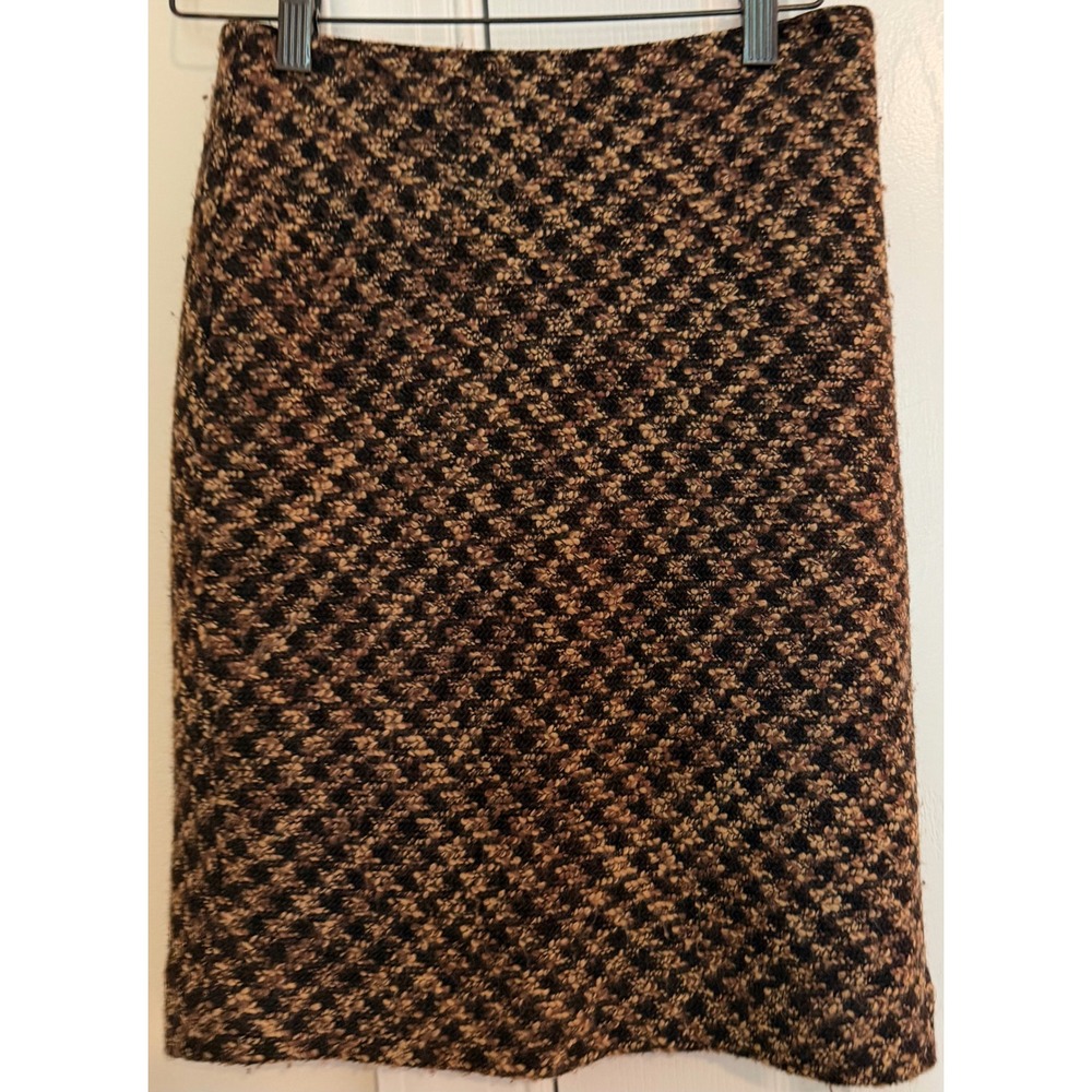 Ann Taylor LOFT Petites Brown Black Tweed Wool Blend Pencil Skirt 0P